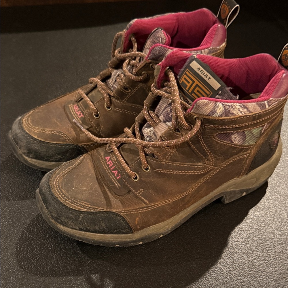 Ariat Brown and Pink Outdoor Waterproof Hiking Boots size 8.5B